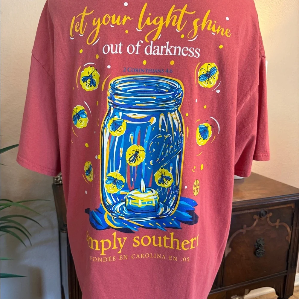 Simply Southern Rose Coral Firefly Short Sleeve Tee - Picture 7 of 12